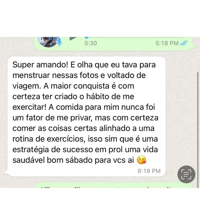Print de mensagem de aluna
