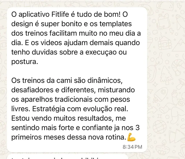Print de mensagem de aluna